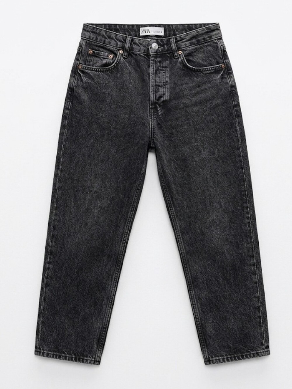 Zara Women Washed Black 90s Mom Jeans